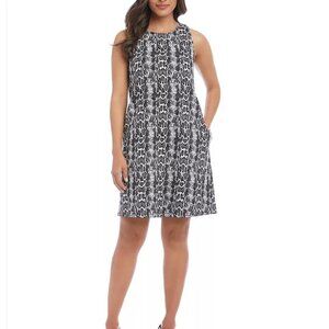 Karen Kane Sleeveless Snake Printed A-Line Dress